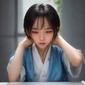 女性影视编辑正在电脑前整理韩国爱情电影片单资料，表情专注，办公环境明亮简洁