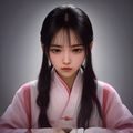 男性资料编辑手持笔记本查阅韩国爱情电影相关资料，神情认真，暖色调办公桌灯光