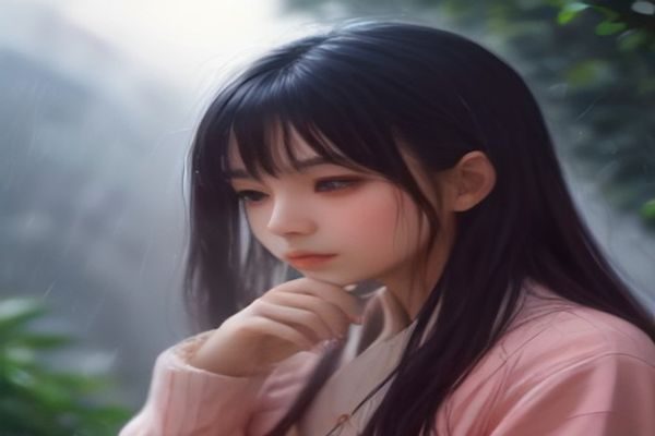 雨中撑伞的年轻情侣剪影,画面色调偏冷带一点忧郁,营造韩国爱情电影常见的伤感氛围